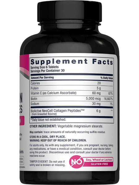 NeoCell, Grassfed Collagen Peptides + Vitamin C and Biotin, 180 Tablets