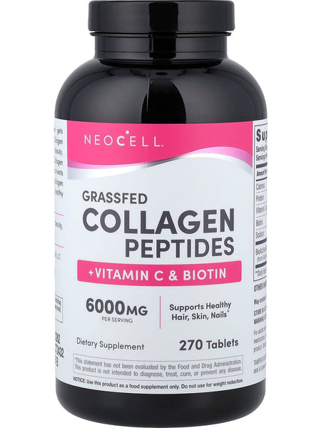NeoCell, Grassfed Collagen Peptides + Vitamin C and Biotin, 270 Tablets
