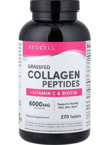 NeoCell, Grassfed Collagen Peptides + Vitamin C and Biotin, 270 Tablets