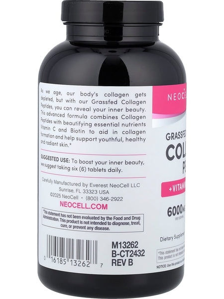 NeoCell, Grassfed Collagen Peptides + Vitamin C and Biotin, 270 Tablets
