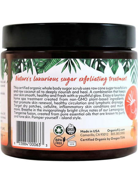 Organic Fiji, Whole Body Sugar Scrub, Lemongrass Tangerine, 20 fl oz