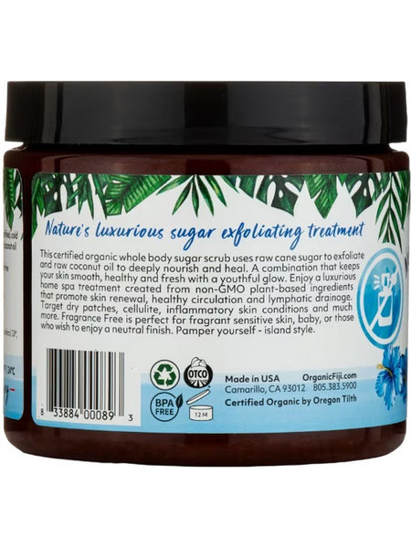 Organic Fiji, Whole Body Sugar Scrub, Fragrance Free, 20 fl oz