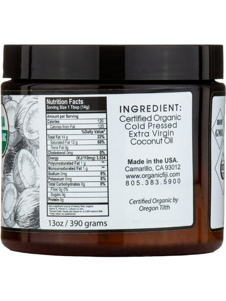 Organic Fiji, Raw Extra Virgin Coconut Oil, 13 oz