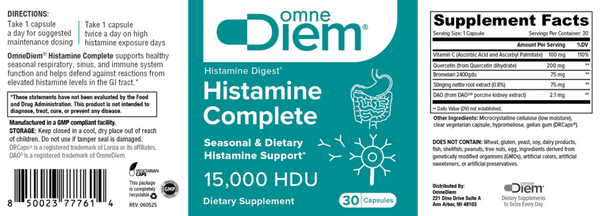 OmneDiem, Histamine Complete, 15,000 HDU, 30 Capsules