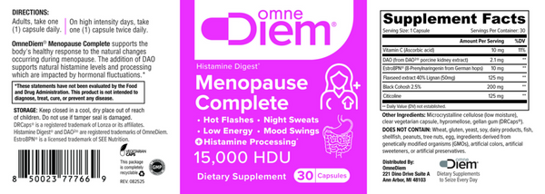 OmneDiem, Menopause Complete, 15,000 HDU, 30 Capsules
