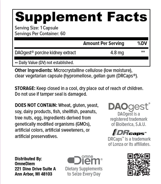 OmneDiem, Histamine Digest Puremax, 40,000 HDU, 60 Capsules