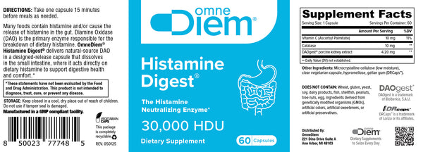 OmneDiem, Histamine Digest, 30,000 HDU, 60 Capsules