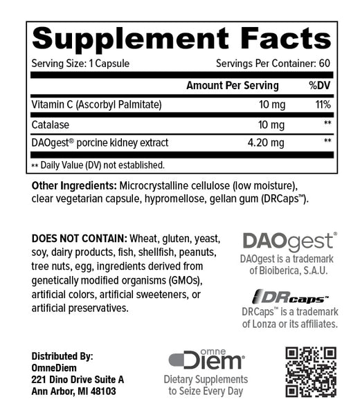 OmneDiem, Histamine Digest, 30,000 HDU, 60 Capsules