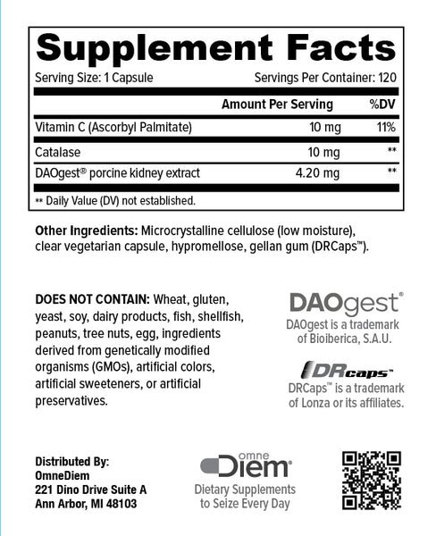 OmneDiem, Histamine Digest, 30,000 HDU, 120 Capsules