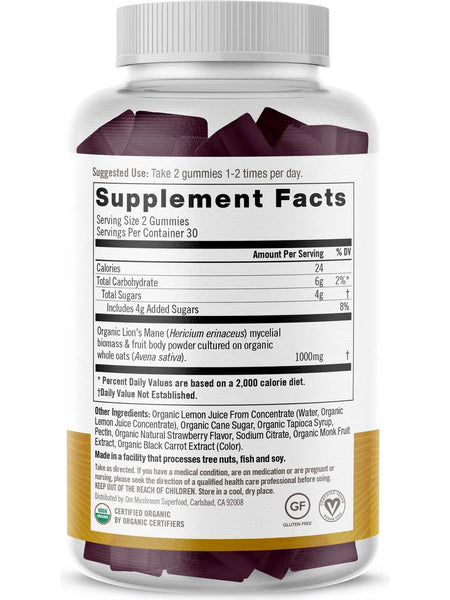 Om Mushroom Superfood, Lion's Mane Mushroom Gummies, 60 Vegan Gummies
