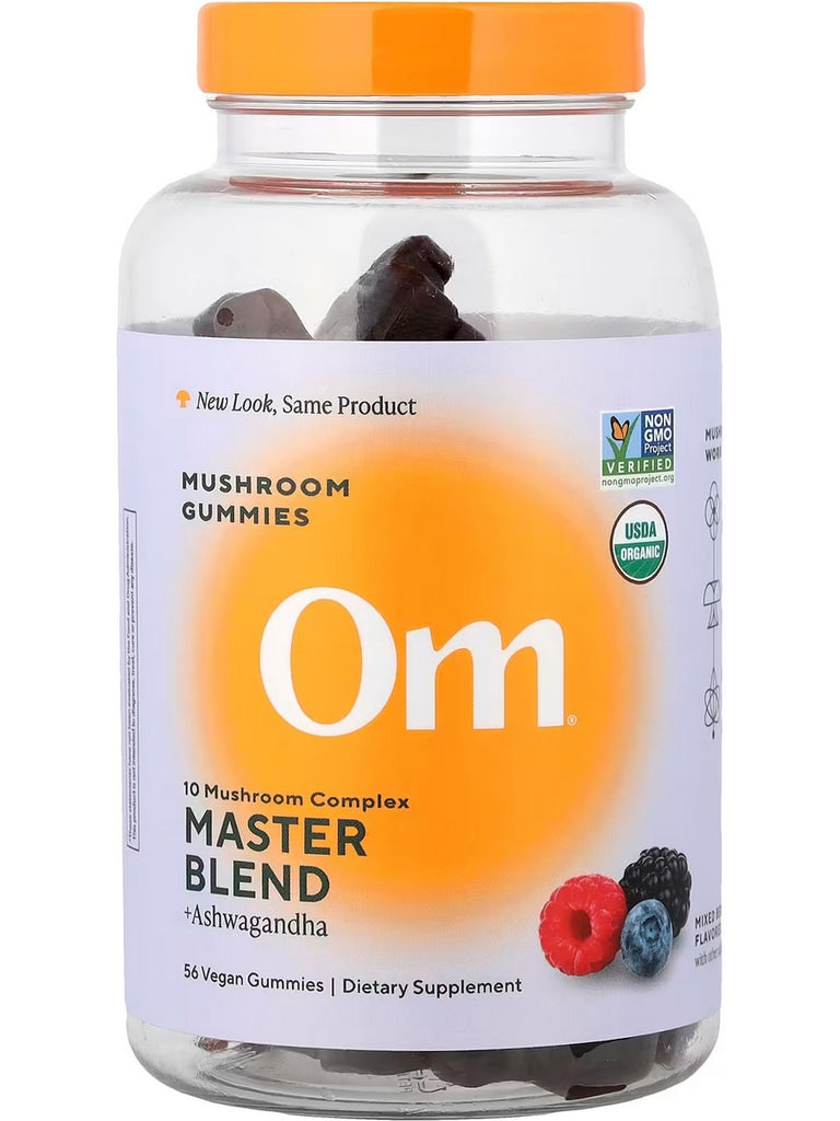 Om Mushroom Superfood, Master Blend Mushroom Gummies, Mixed Berry, 56 Vegan Gummies