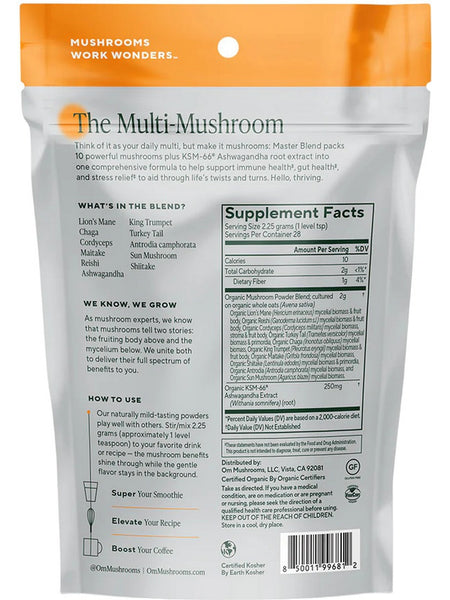 Om Mushroom Superfood, Master Blend, Mushroom Powder + Ashwagandha, 2.22 oz