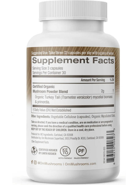 Om Mushroom Superfood, Turkey Tail Mushroom Superfood Daily Boost Capsules, 90 Vegetable Capsules