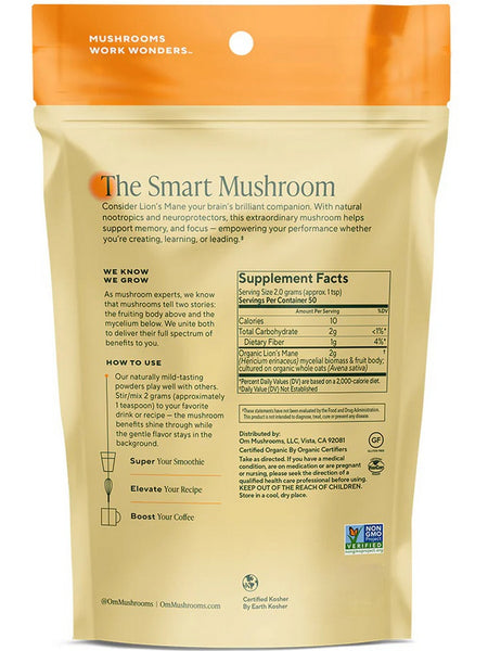 Om Mushroom Superfood, Mushroom Powder, Lion's Mane, 2.1 oz