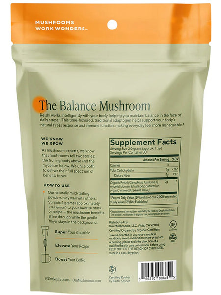Om Mushroom Superfood, Mushroom Powder, Reishi, 2.1 oz