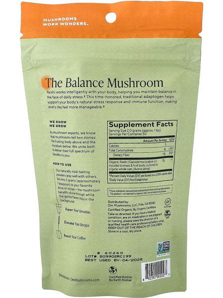 Om Mushroom Superfood, Mushroom Powder, Reishi, 3.5 oz