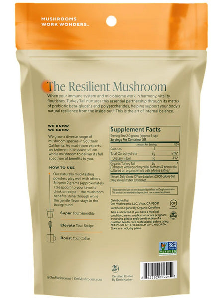 Om Mushroom Superfood, Mushroom Powder, Turkey Tail, 3.5 oz