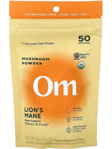 Om Mushroom Superfood, Mushroom Powder, Lion's Mane, 3.5 oz