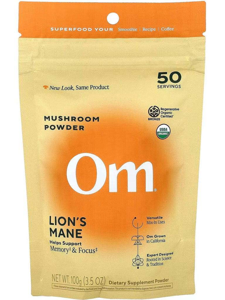 Om Mushroom Superfood, Mushroom Powder, Lion's Mane, 3.5 oz