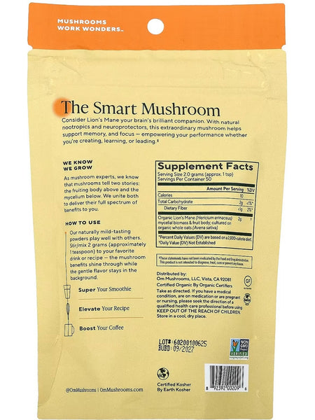 Om Mushroom Superfood, Mushroom Powder, Lion's Mane, 3.5 oz