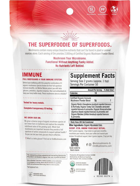 Om Mushroom Superfood, Immune Certified Organic Mushroom Powder, 3.5 oz