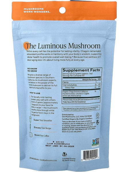 Om Mushroom Superfood, Mushroom Powder, Chaga, 3.5 oz