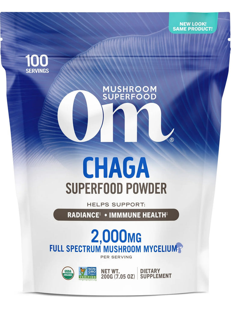Om Mushroom Superfood, Chaga Certified Organic Mushroom Powder, 7.05 oz