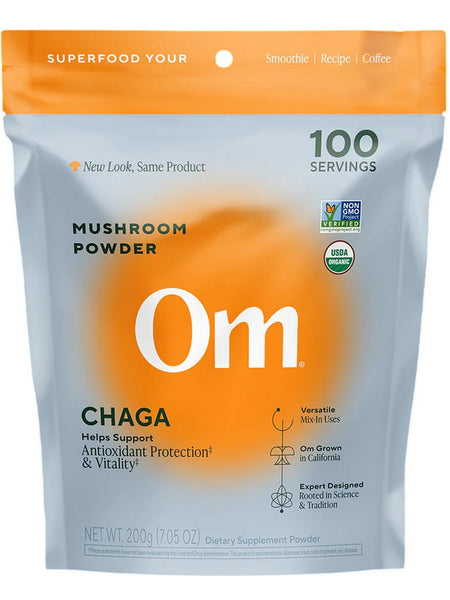 Om Mushroom Superfood, Chaga Certified Organic Mushroom Powder, 7.05 oz