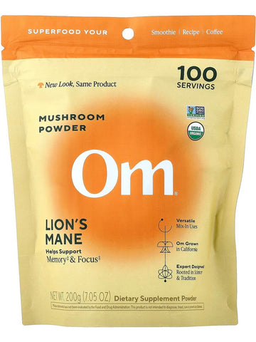 Om Mushroom Superfood, Mushroom Powder, Lion's Mane, 7.05 oz