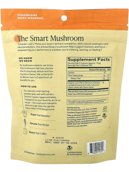 Om Mushroom Superfood, Mushroom Powder, Lion's Mane, 7.05 oz
