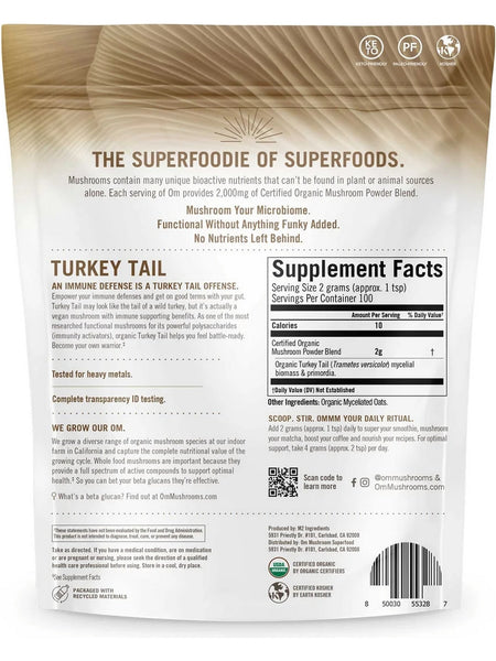 Om Mushroom Superfood, Turkey Tail Certified Organic Mushroom Powder, 7.05 oz