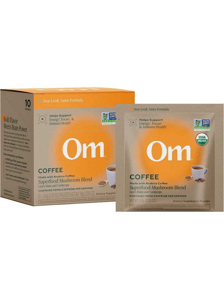 Om Mushroom Superfood, Superfood Mushroom Blend, Coffee, 10 Packets