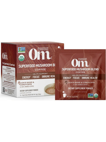 Om Mushroom Superfood, Superfood Mushroom Blend, Coffee, 10 Packets
