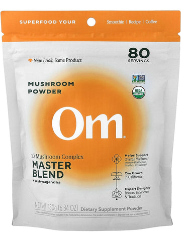 Om Mushroom Superfood, Master Blend, Mushroom Powder + Ashwagandha, 6.34 oz