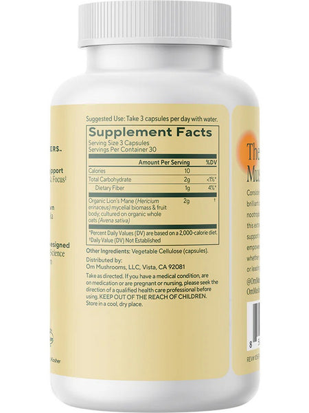 Om Mushroom Superfood, Lion’s Mane Mushroom Capsules, 90 Vegetable Capsules