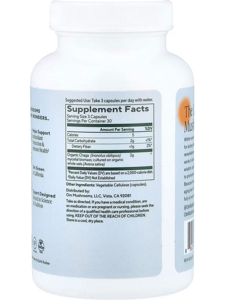 Om Mushroom Superfood, Chaga Mushroom Capsules, 90 Vegetable Capsules