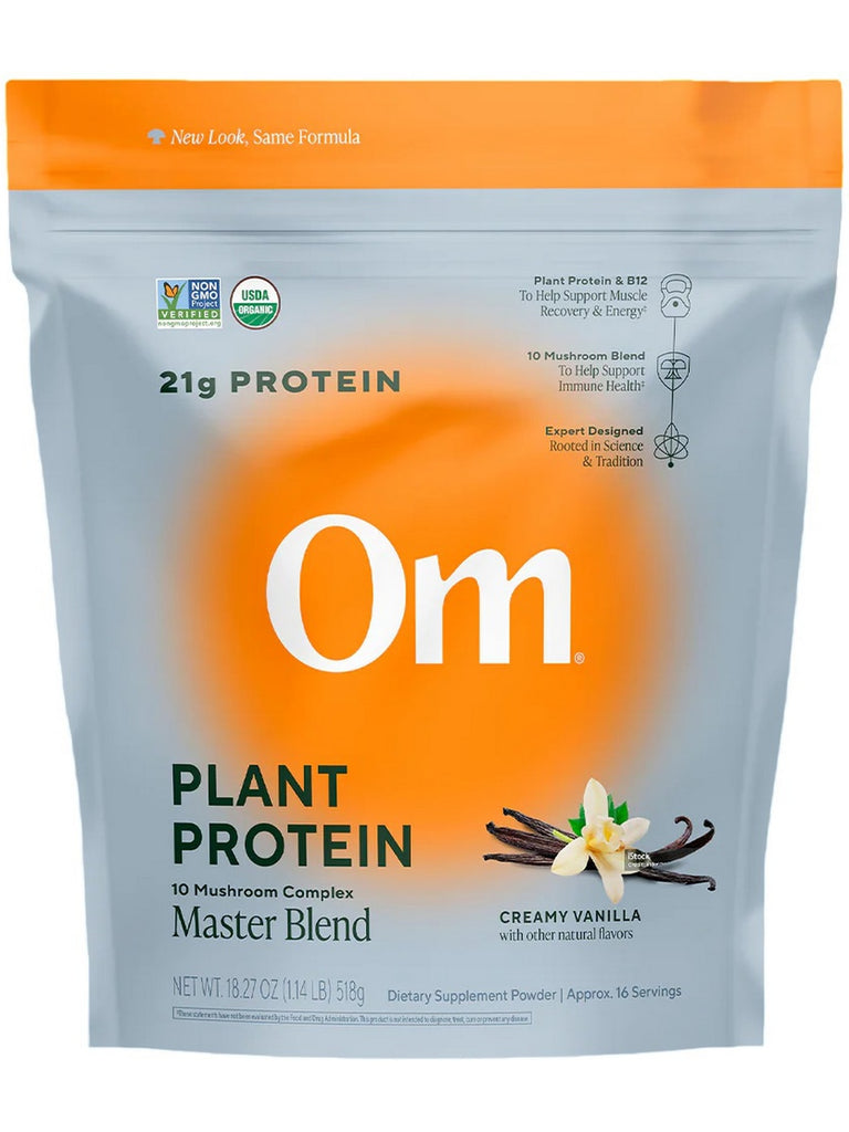 Om Mushroom Superfood, Master Blend Plant Protein, Creamy Vanilla, 1.14 lb
