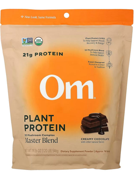 Om Mushroom Superfood, Master Blend, Plant Protein, Creamy Chocolate, 1.20 lb