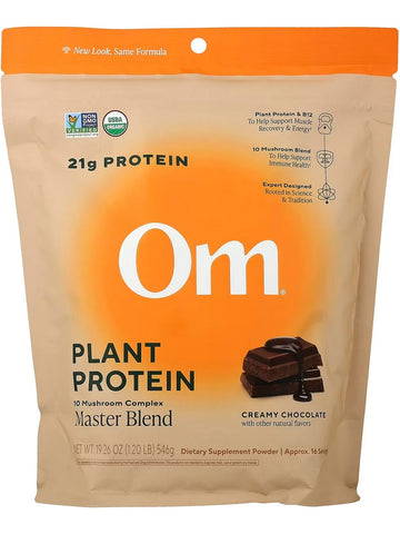 Om Mushroom Superfood, Master Blend, Plant Protein, Creamy Chocolate, 1.20 lb