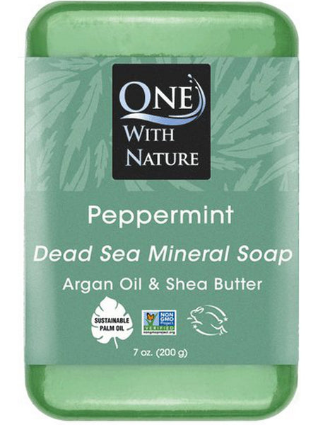 One With Nature, Peppermint Bar Soap, 7 oz