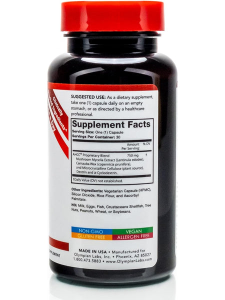 Olympian Labs, AHCC, 750 mg, 60 Vegetarian Capsules
