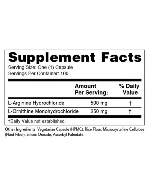 Olympian Labs, Arginine & Ornithine, 750 mg, 100 Capsules
