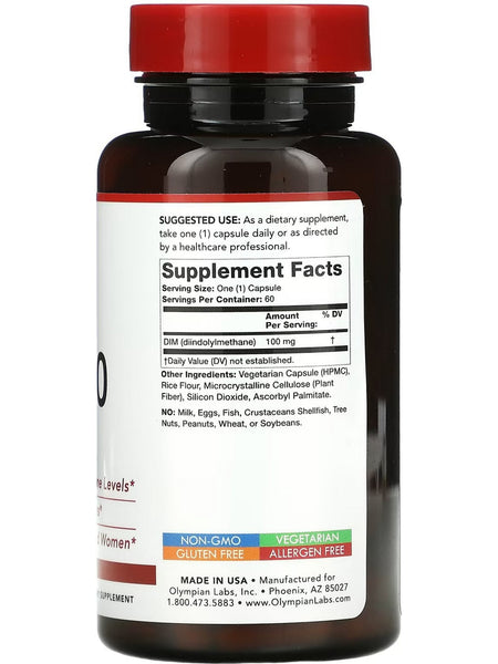 Olympian Labs, DIM, 100 mg, 60 Vegetarian Capsules