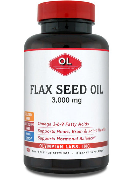 Olympian Labs, Flax Seed Oil, 3000 mg, 90 Softgels
