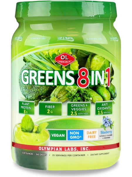 Olympian Labs, Greens Protein 8 in 1, Blueberry, 365 grams