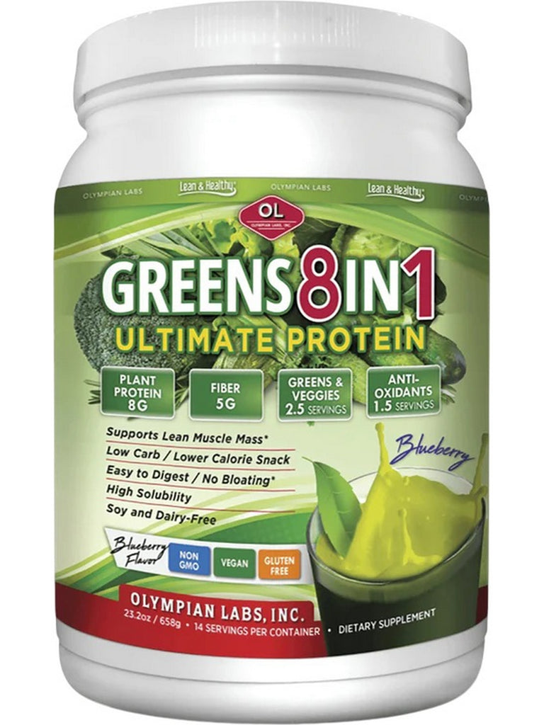 Olympian Labs, Greens Protein 8 in 1, Blueberry, 23.2 oz