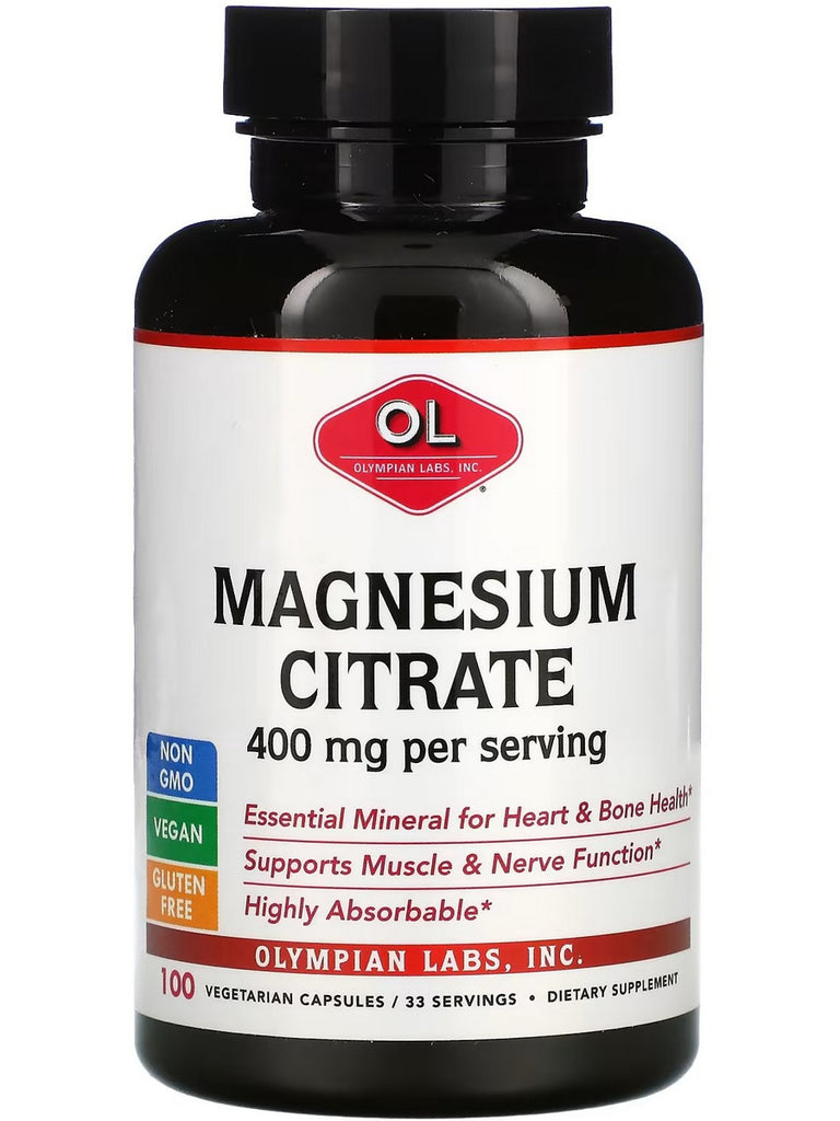 Olympian Labs, Magnesium Citrate, 400 mg, 100 Vegetarian Capsules
