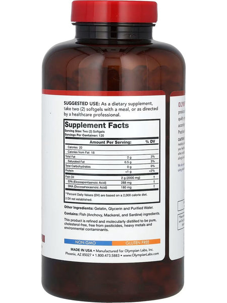Olympian Labs, Omega 3 Fish Oils, 2000 mg, 240 Softgels
