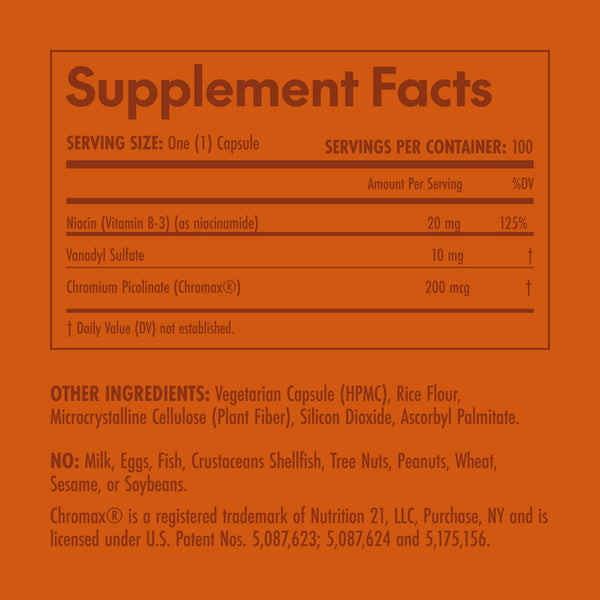 Olympian Labs, Vanadyl Plus with Chromium Picolinate, 100 Capsules