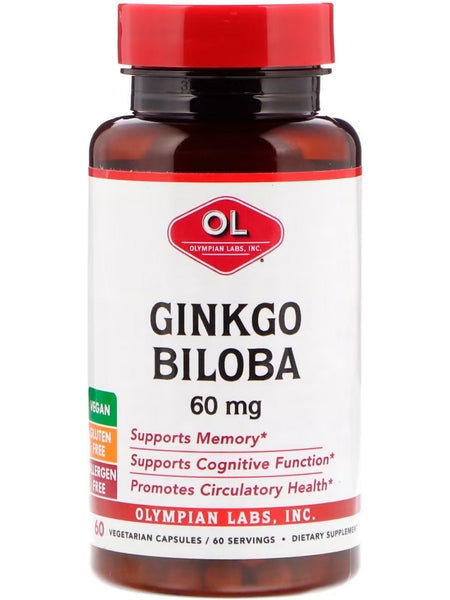 Olympian Labs, Ginkgo Biloba, 60 mg, 60 Vegetarian Capsules